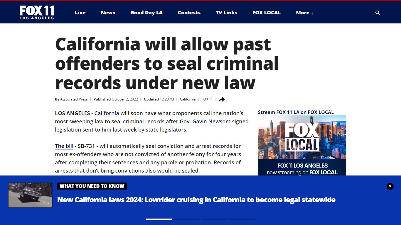 California will allow past offenders to seal criminal records under new law