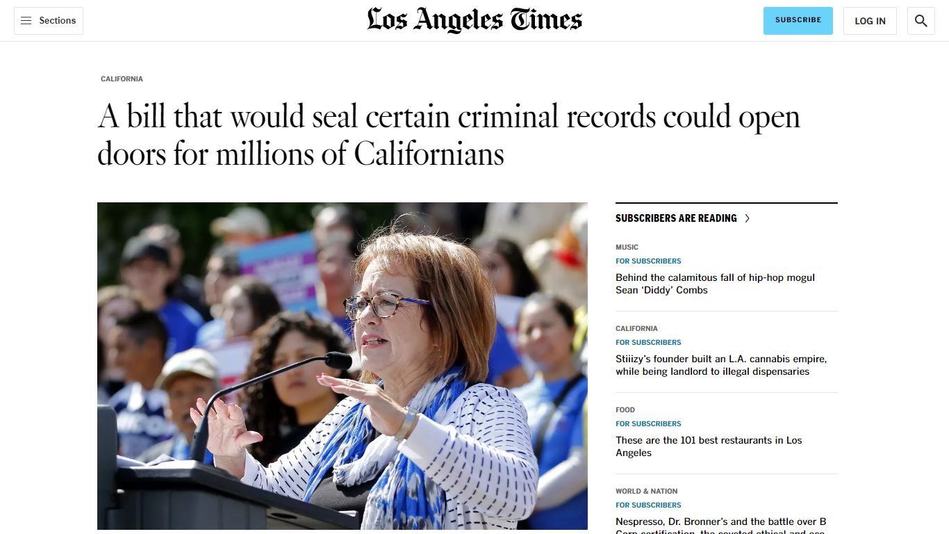 California bill that would seal records could help millions - Los ...